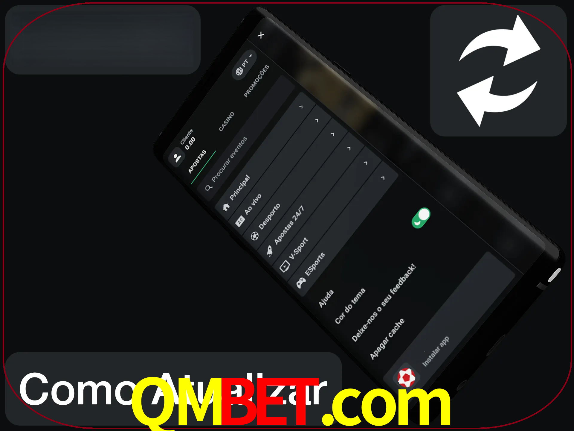 O aplicativo é atualizado automaticamente quando você faz o login.