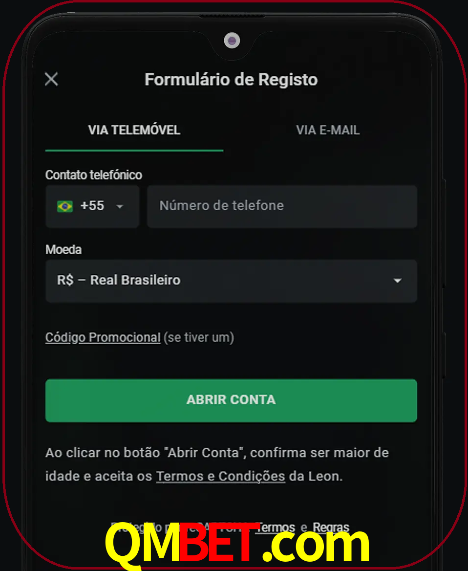 Abra o aplicativo e inicie o processo de registro.