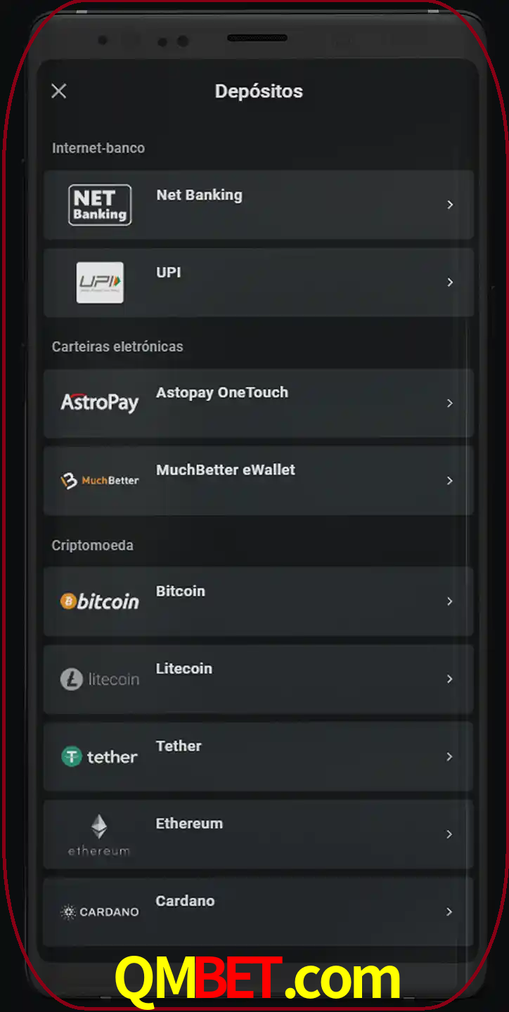 Você pode usar métodos alternativos de depósito.